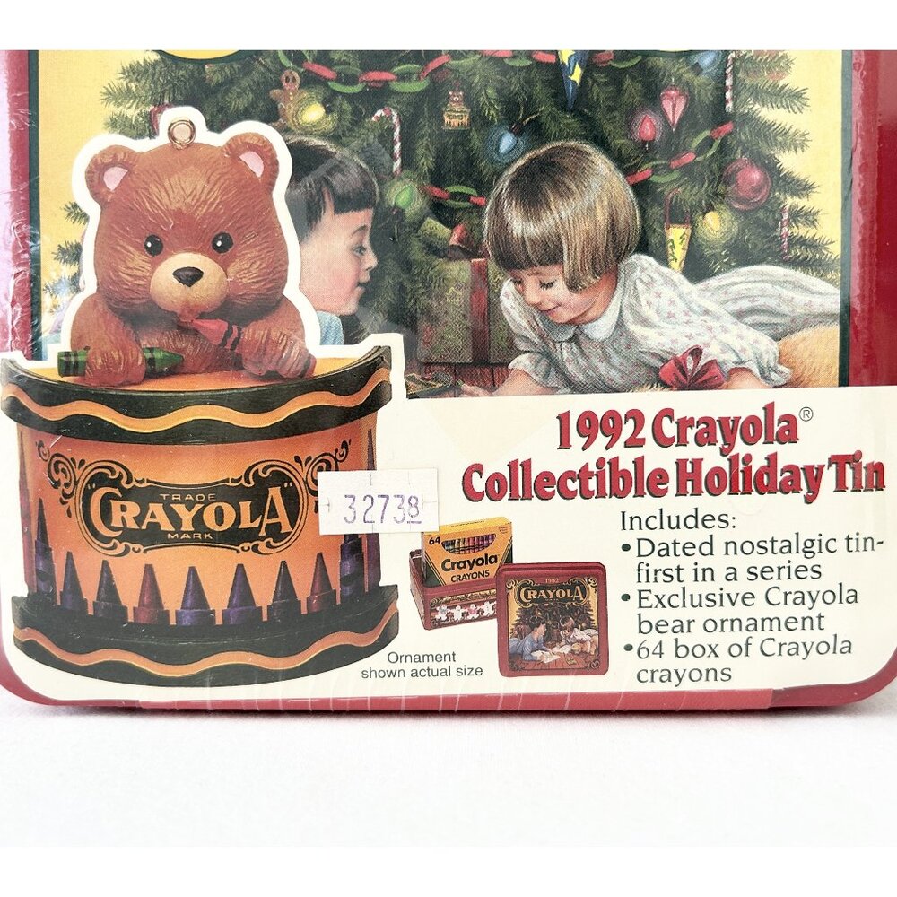New! 2 Vtg 1992 1999 CRAYOLA Crayon Collector Tins Millennium Holiday & Ornament - Picture 5 of 6
